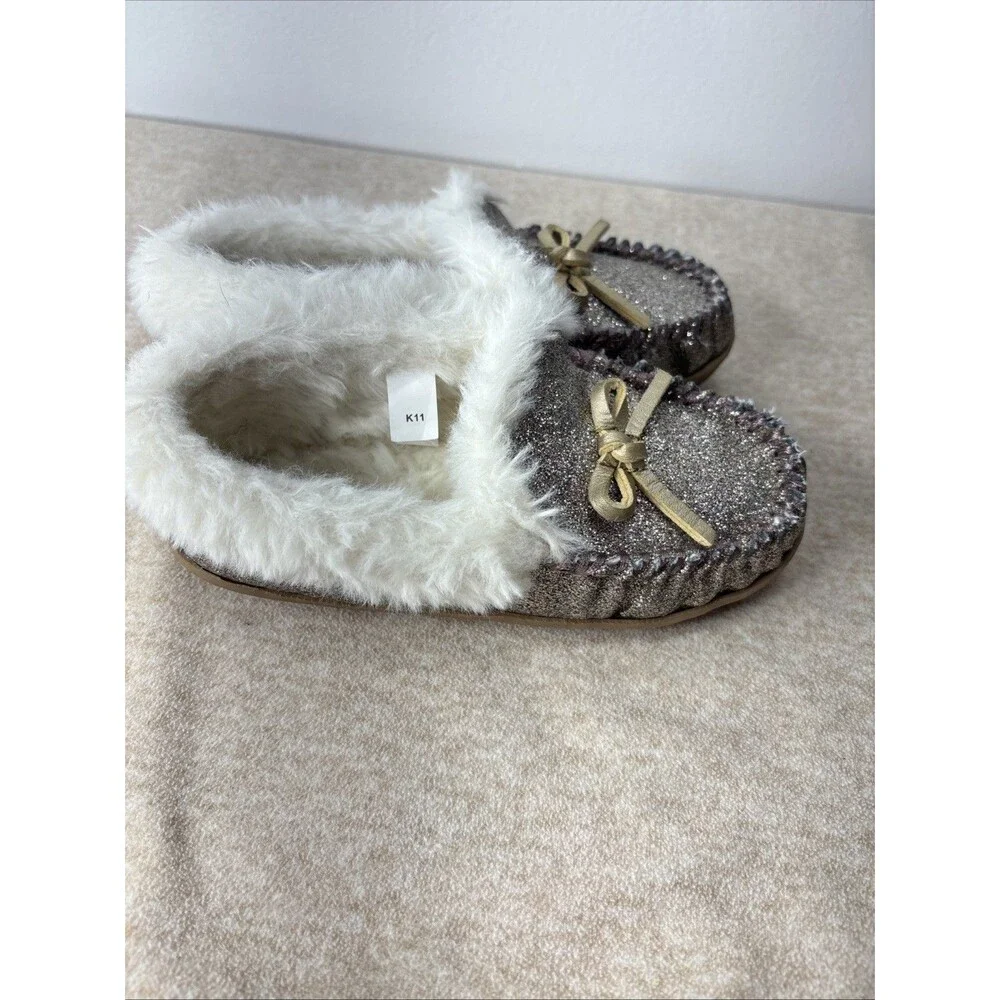 J.Crew Kids Lodge Moccasin in Rainbow Glitter Sz K11